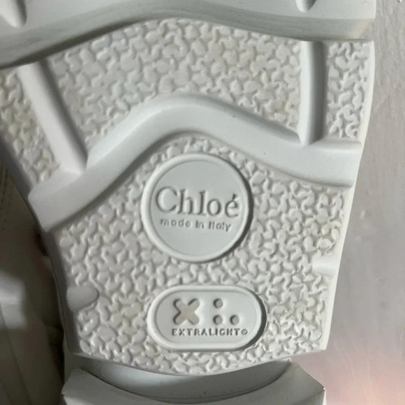 Chloé Sonnie Low-Top Leather Sneakers White Size 8 Designer Chunky Sneaker Style - Picture 11 of 16